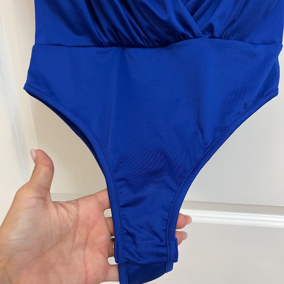 Royal Blue Deep V-Neck Bodysuit – Size S - Picture 5 of 9